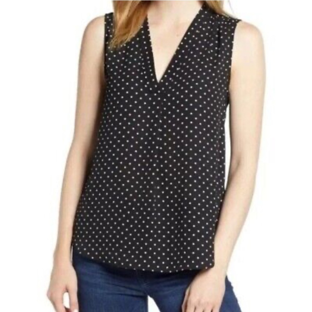 Vince Camuto Olive Patterned Sleeveless Top XSP - Picture 10 of 11